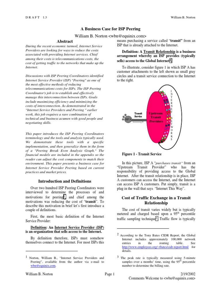 ISP Peering Business Case Guide | PDF | Internet Service Provider ...