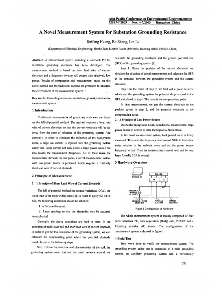 01282396A Novel Measurement System For Substation Grounding Resistance ...