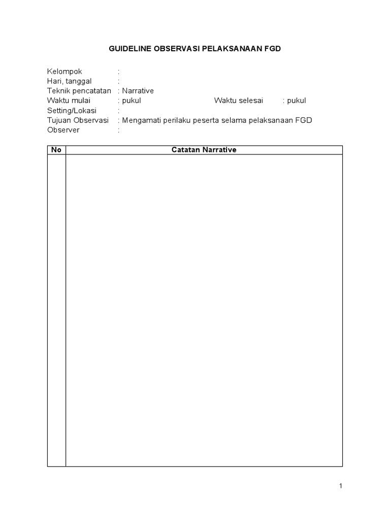 FGD - Lembar Observasi | PDF