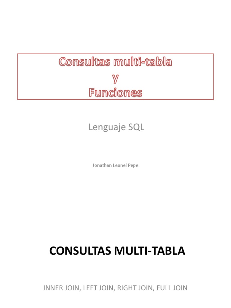 Consultas Multi-Tablas y Funciones PDF | PDF | Datos | Gestión de ...