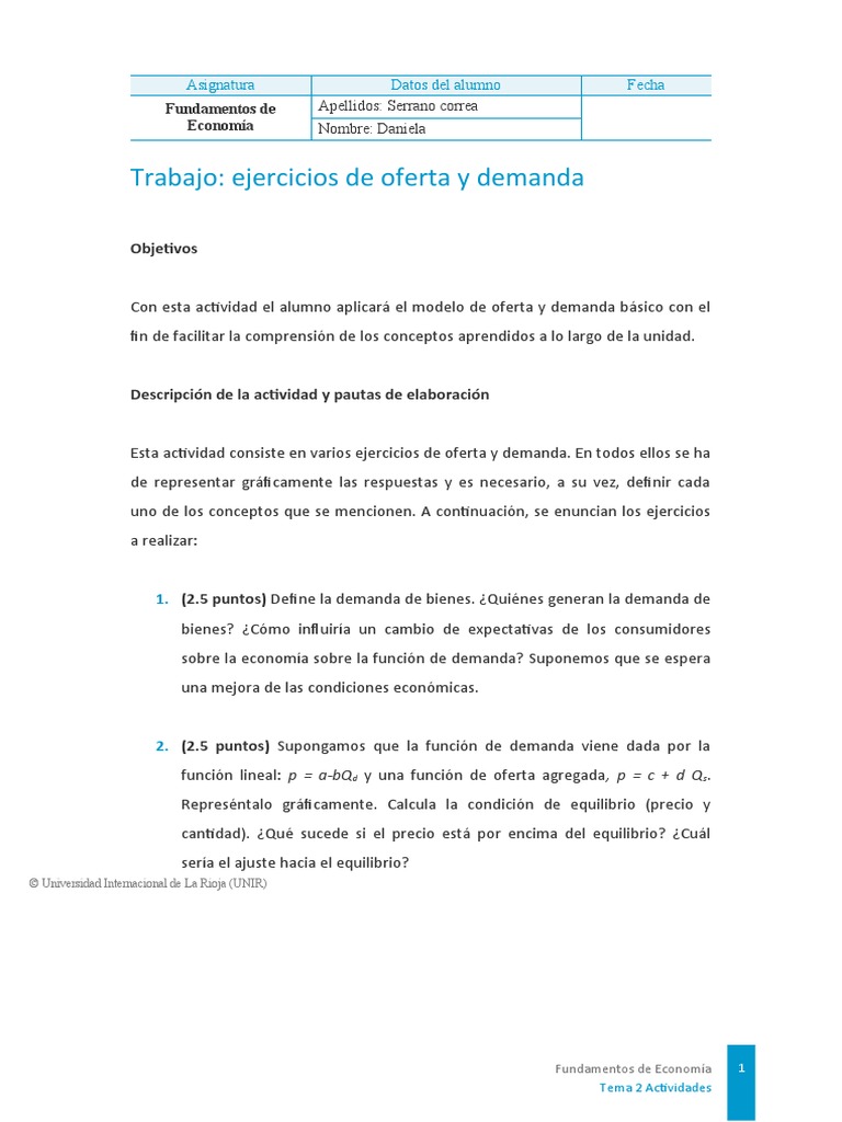 Trabajo Fundamento de Economia | PDF | Oferta y demanda | Curva de demanda