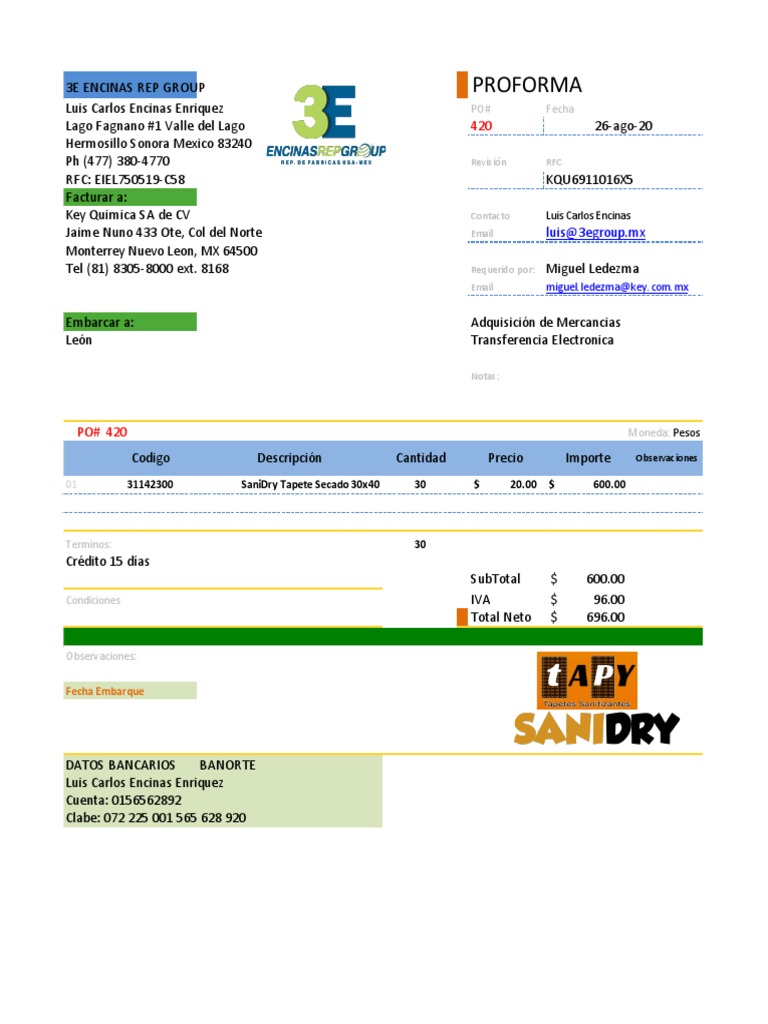 Proforma de Compra 3E Encinas Rep Group | PDF
