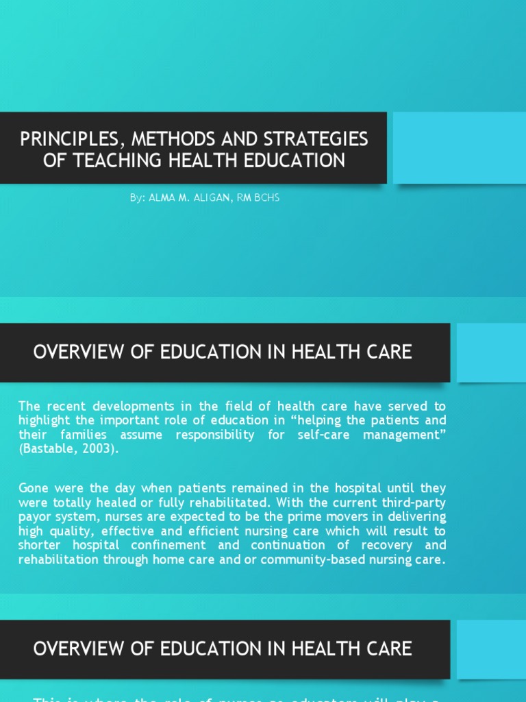 Principles, Methods and Strategies of Teaching Health Education | PDF ...