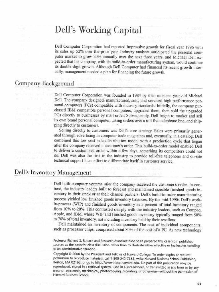 dell's working capital case study