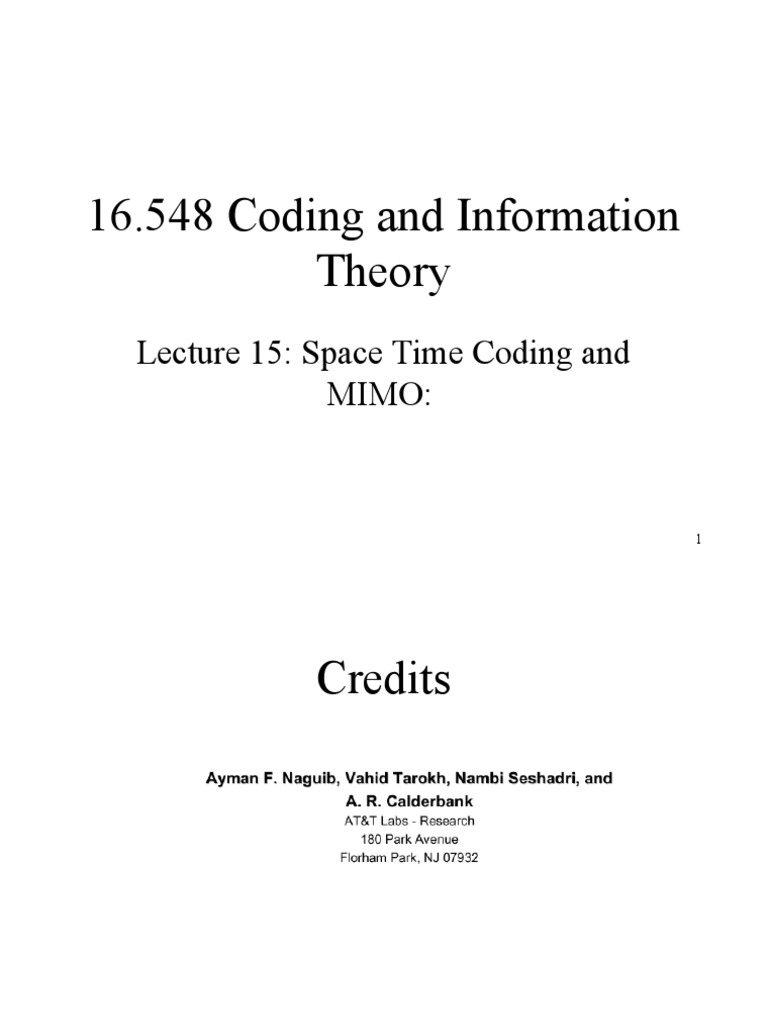 Space Time Block Code PDF Mimo Engineering