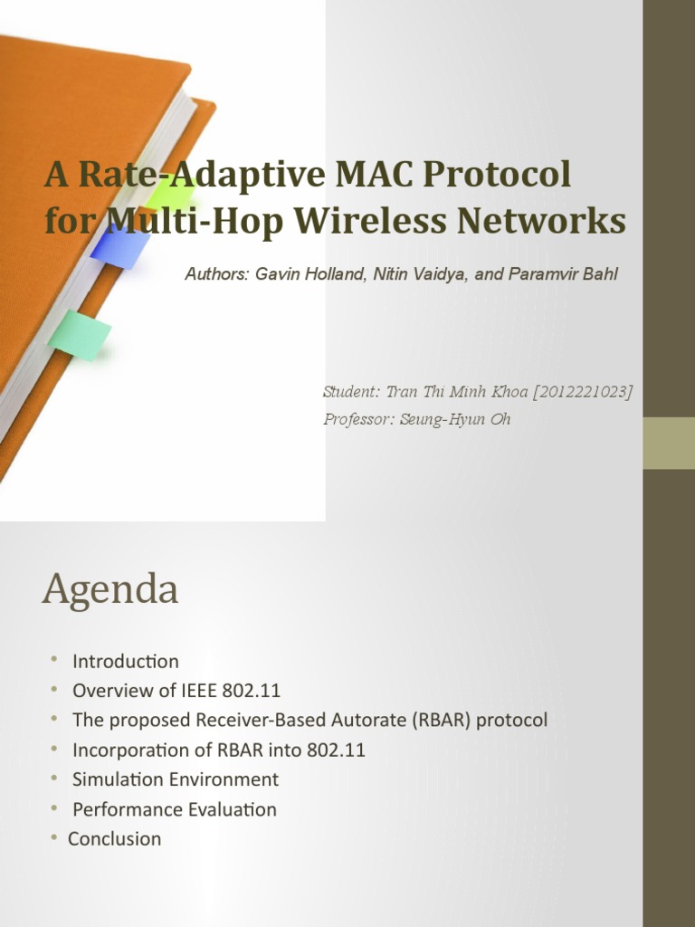 A Rate-Adaptive MAC Protocol For Multi-Hop Wireless Networks | PDF ...