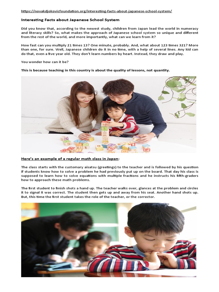 INTERESTING FACTS ABOUT JAPANESE EDUCATION SYSTEM