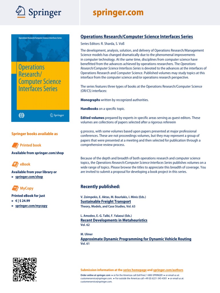 Operations Research/Computer Science Interfaces Series | PDF | Computer ...