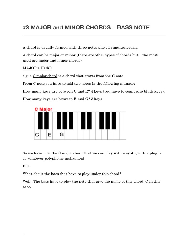 3 MAJOR and MINOR CHORDS + BASS NOTE PDF