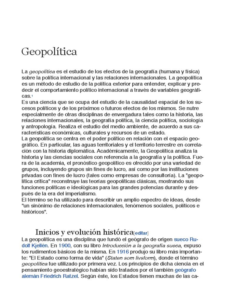 Definicion de Geopolitica | PDF | Geopolítica | Políticas globales