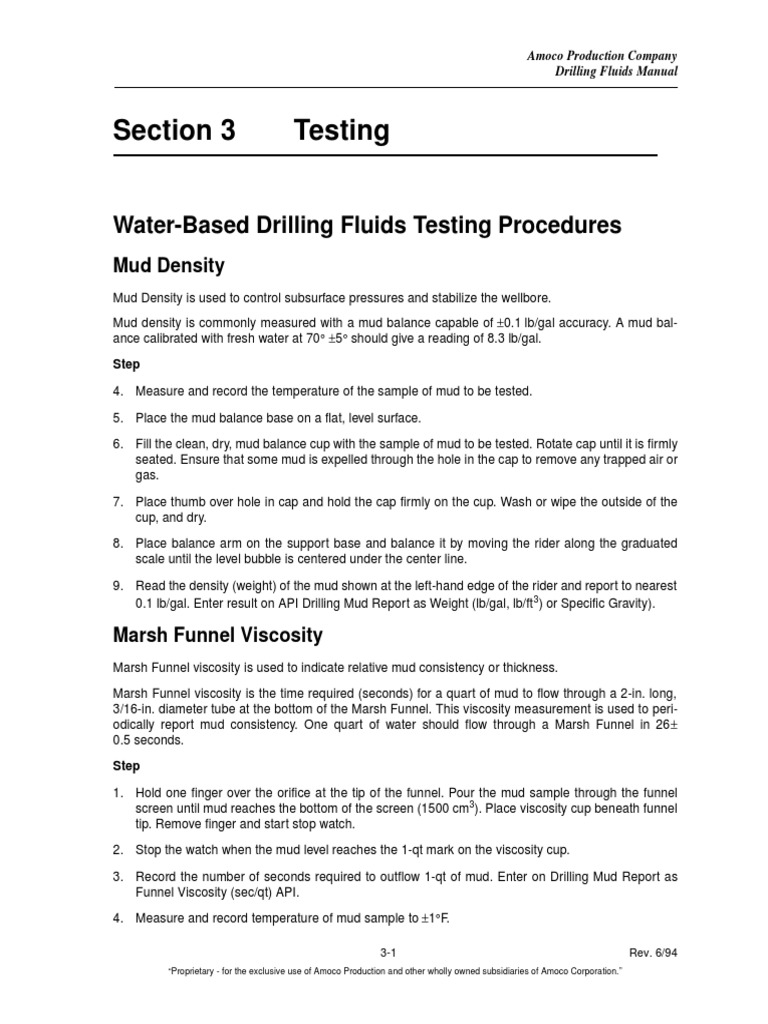 WBM Important Testing Procedures | PDF | Ph | Alkalinity