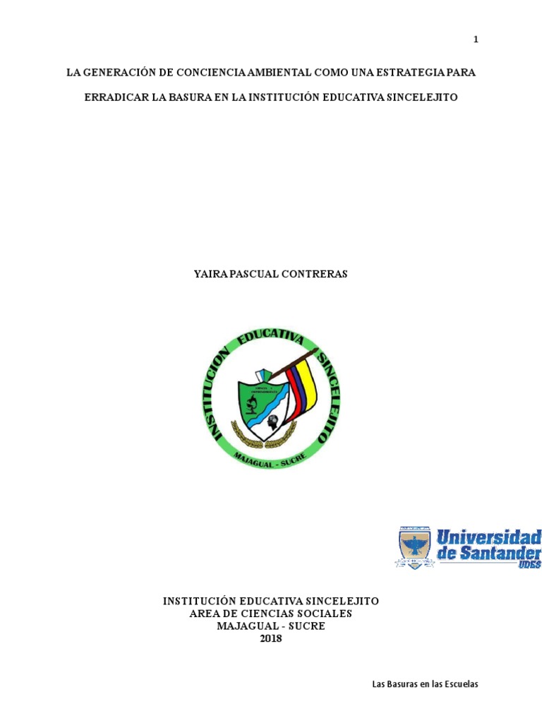 Conciencia Ambiental contra la Basura Escolar | PDF | Residuos | Vertedero
