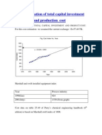 Estimation of Total Production Cost and Capital Investment