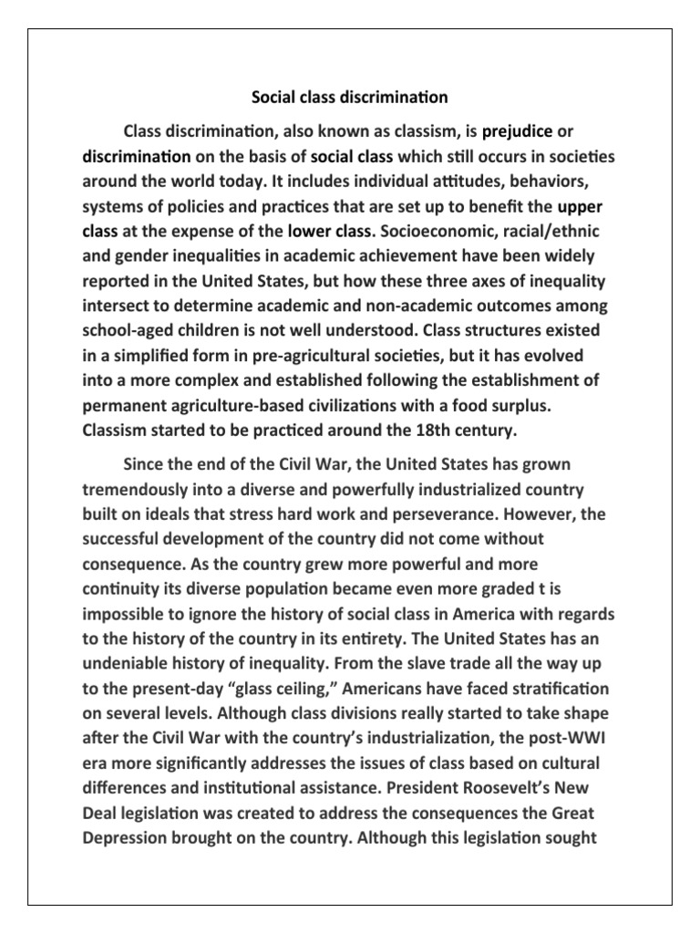 Social Class Discrimination PDF