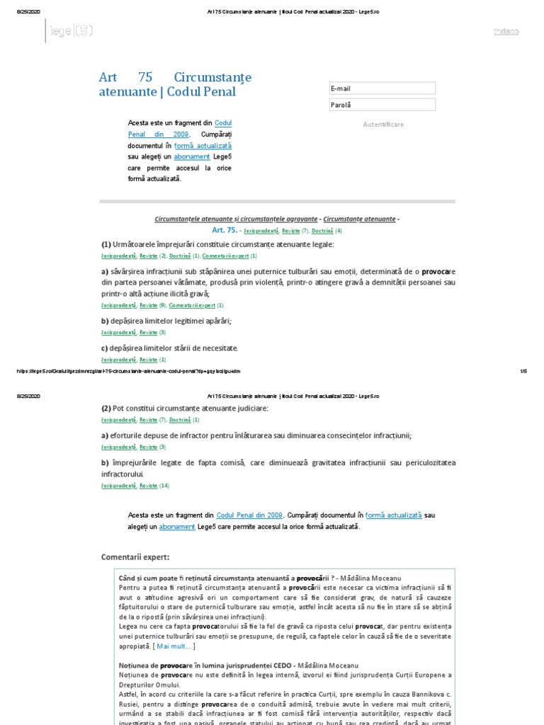 Art 75 CircumstanÈe Atenuante Noul Cod Penal Actualizat 2020 Lege5 Ro