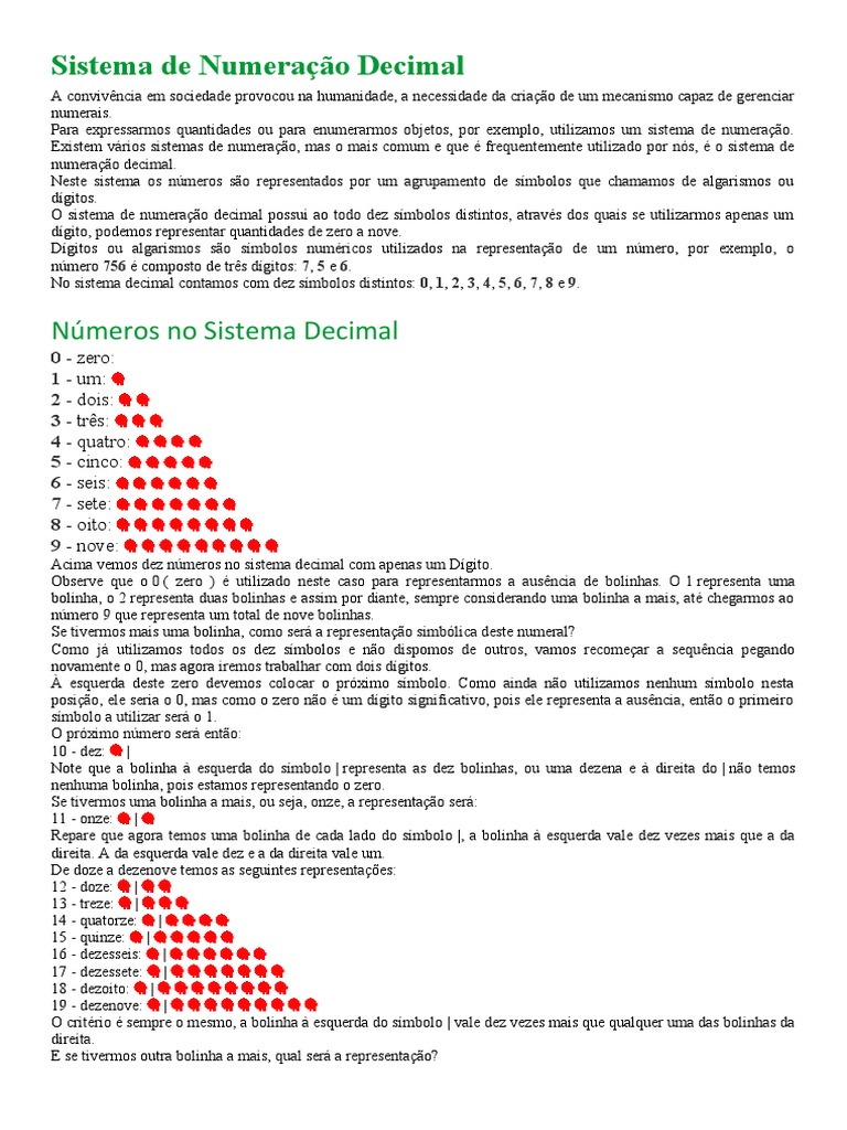 Símbolos do Sistema Decimal | PDF | Ensino de Matemática | Science