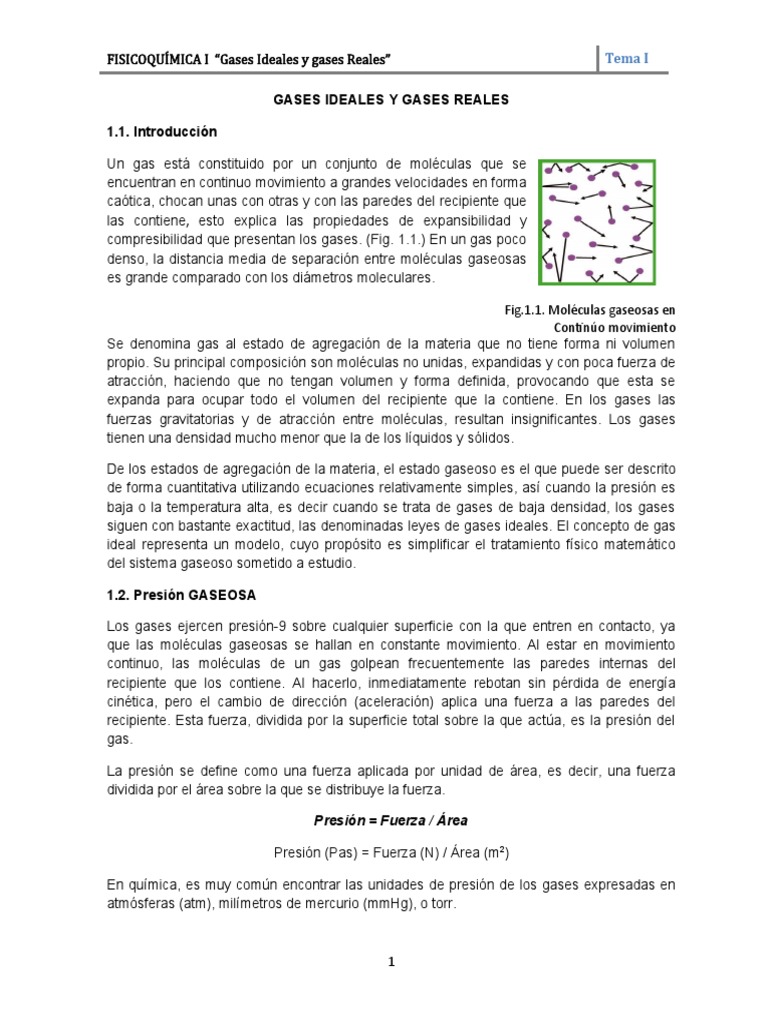 Leyes de Gases Ideales y Reales | PDF | Gases | Medida de presión