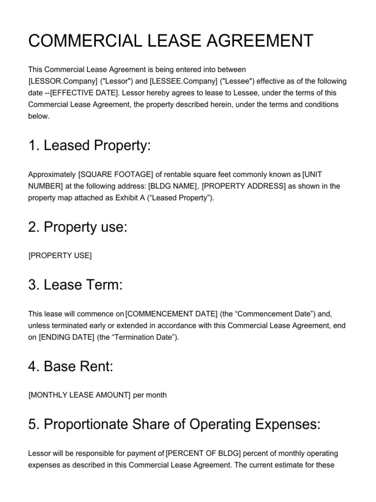 Commercial Lease Agreement PDF Deductible Lease