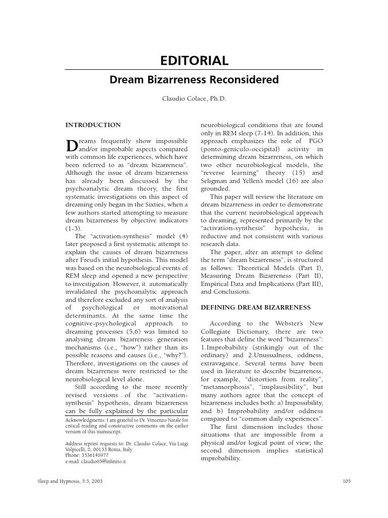 Understanding Dream Bizarreness | PDF | Rapid Eye Movement Sleep | Dream