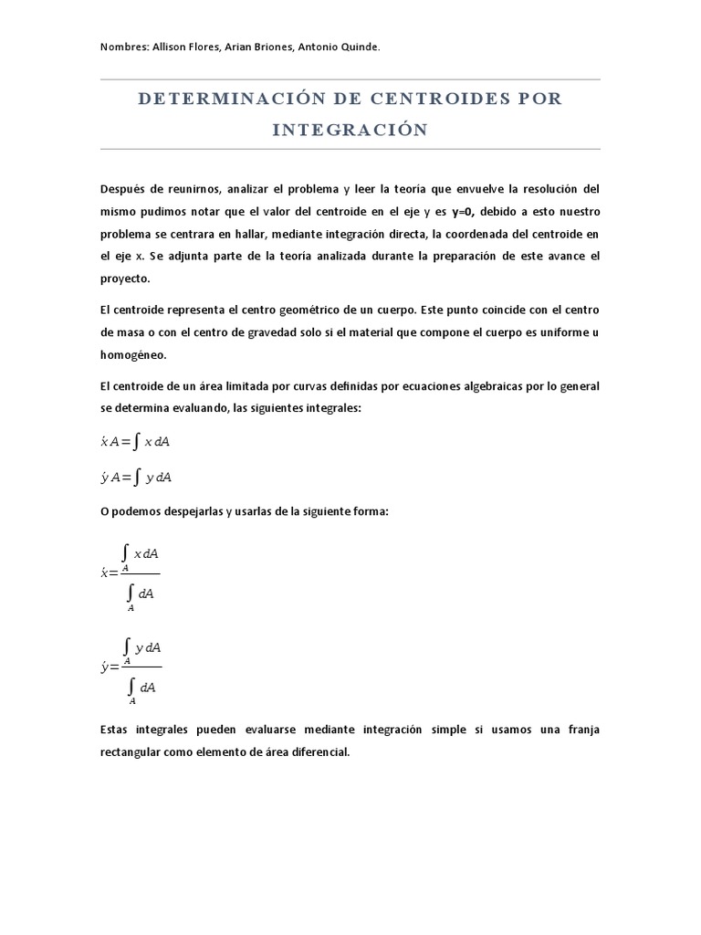 Determinación de Centroides Por Integración | PDF