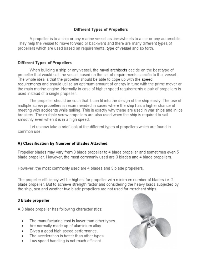 Different Types of Propellers PDF Propeller Rectangle