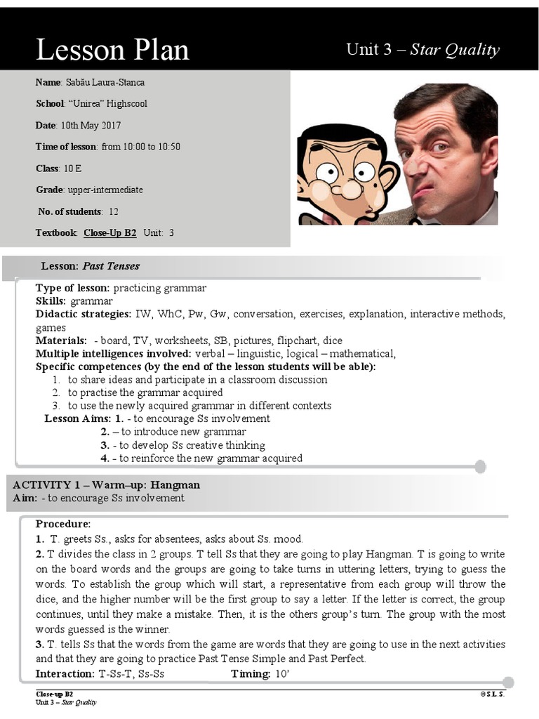 Lesson Plan: Unit 3 - Star Quality | PDF | Lesson Plan | Communication