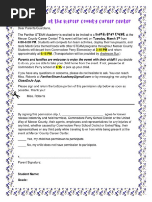field trip permission slip