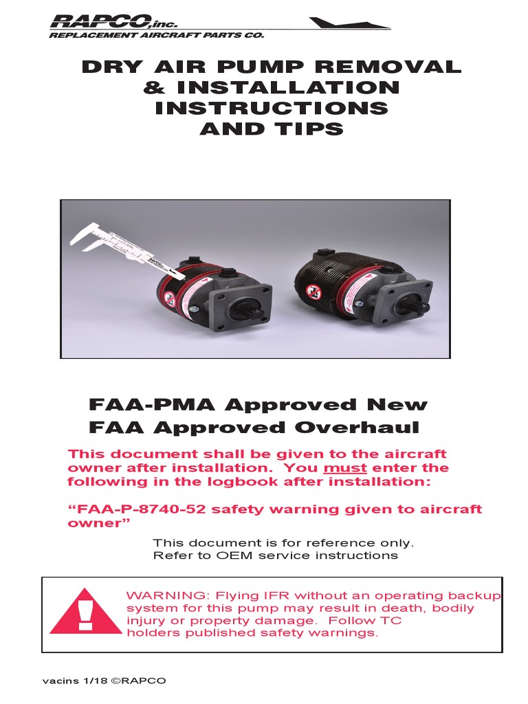 Rapco Vacuum Pump Installation PDF Instrument Flight Rules