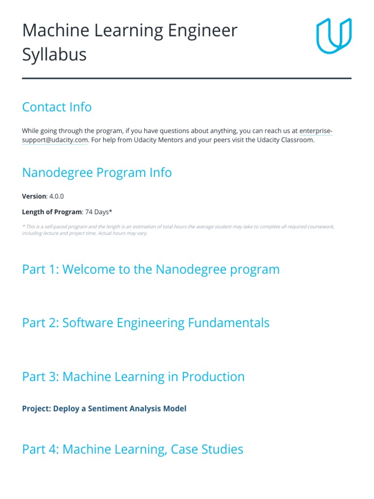Machine Learning Engineer Nanodegree Syllabus | PDF | Computers