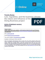 Law, Regulation, and The Business Climate: The Nature and Influence of The World Bank Doing Business Project