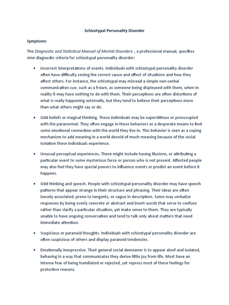 Understanding Schizotypal Personality Disorder | PDF | Personality ...