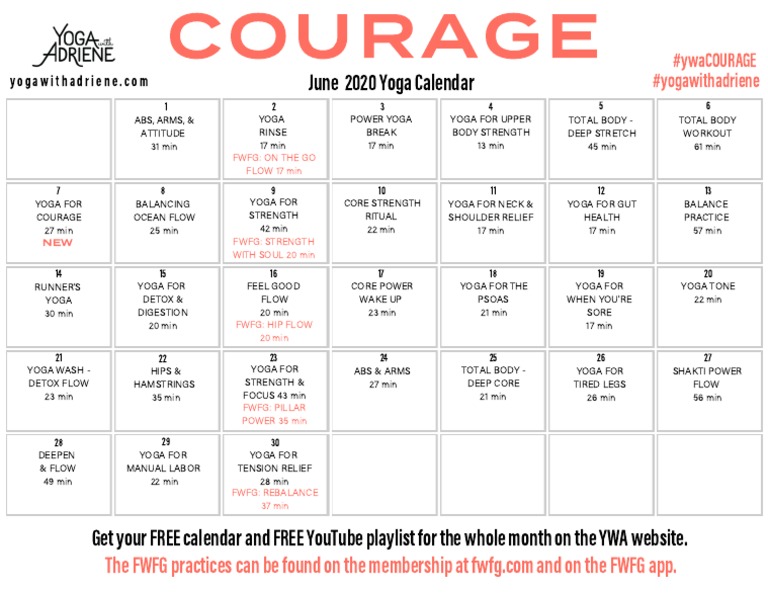 YWA June 2020 Yoga Calendar With Links PDF PDF Hindu Prayer And