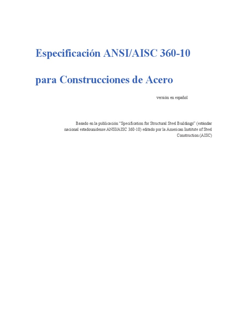 AISC 360-10 Español PDF | PDF | Pandeo | Hormigón