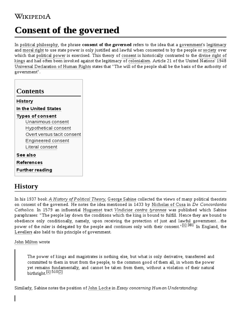Consent of The Governed PDF Policy Political Theories