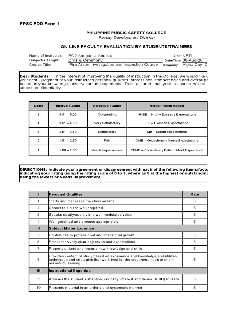 FDD Form-1 MENDOZA DrillsCeremonies-30 - Aug - 20 | PDF | Classroom ...