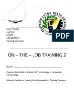 On - The - Job Training 2: Southern Luzon State University Tiaong Campus