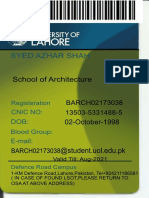 Syed Azhar Shah School of Ar Chi T Ect Ur E: CNI C NO: BARCH02173038 13503-5331488-5 Dob