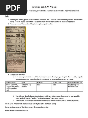 nutrition label ap project