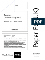 Taxation (United Kingdom) : March/June 2016 - Sample Questions