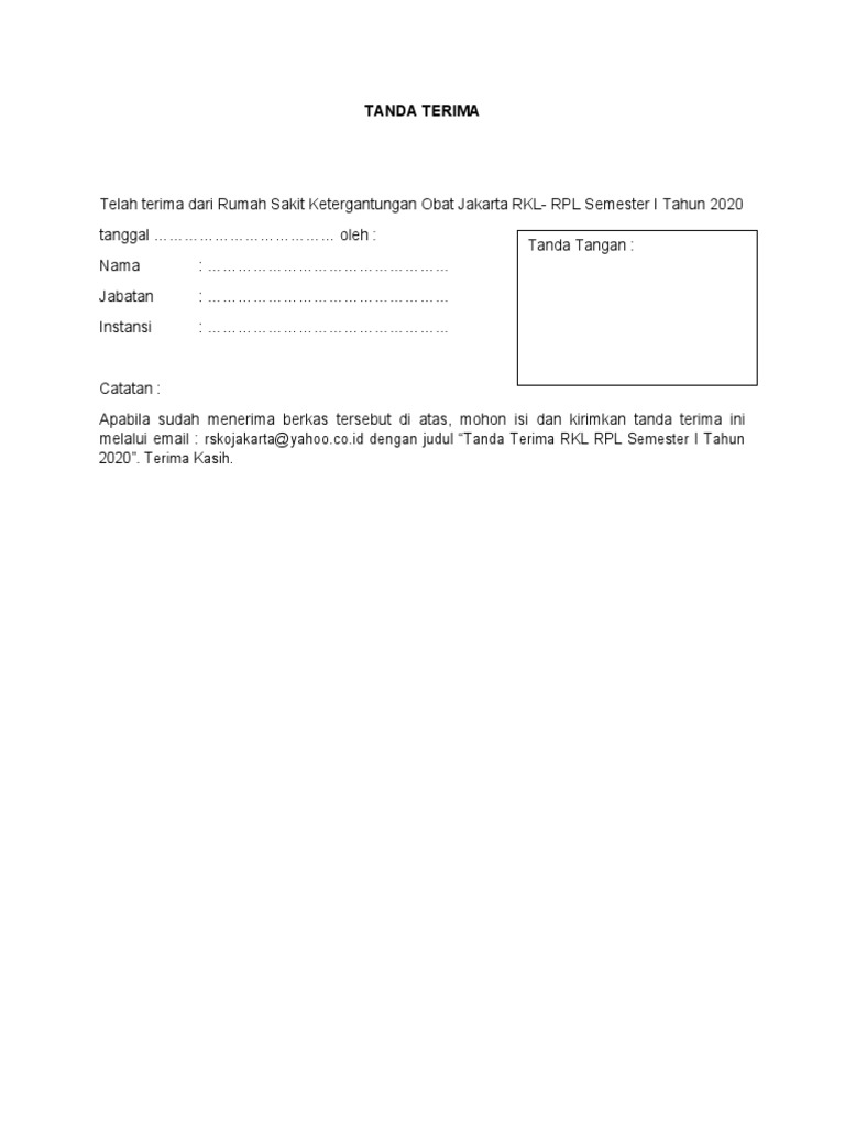 Tanda Terima Laporan RKL RPL 2020 | PDF