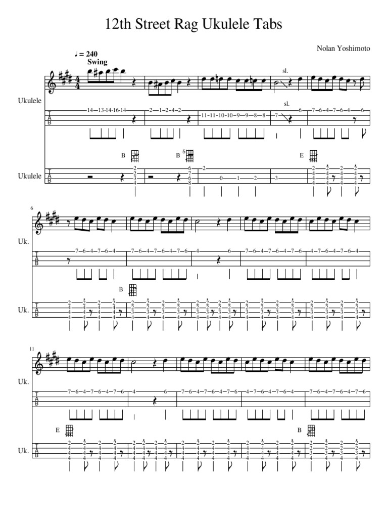 12th Street Rag Ukulele Tabs Spongebob