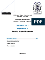 (Crude Oil Lab.) Experiment 1: Density & Specific Gravity
