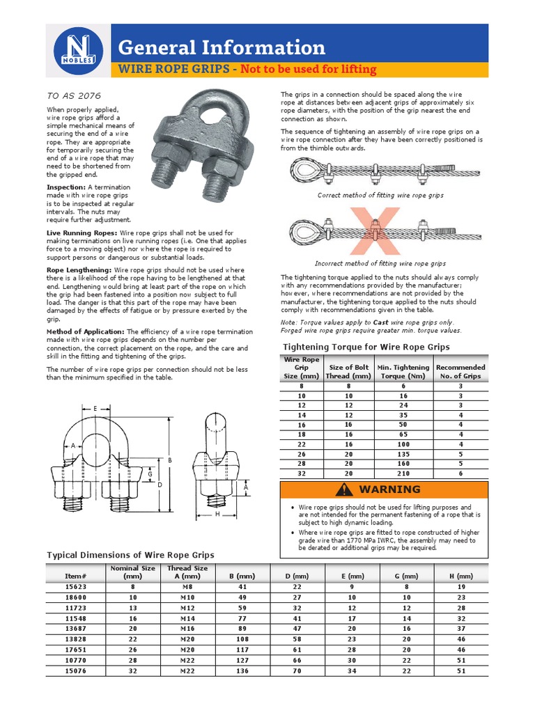 Nobles Wire Rope Grips AS | PDF | Rope | Nut (Hardware)