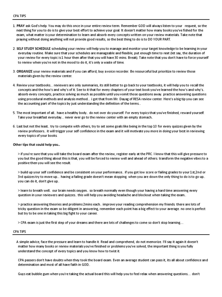 CPA Exam Success Strategies | PDF