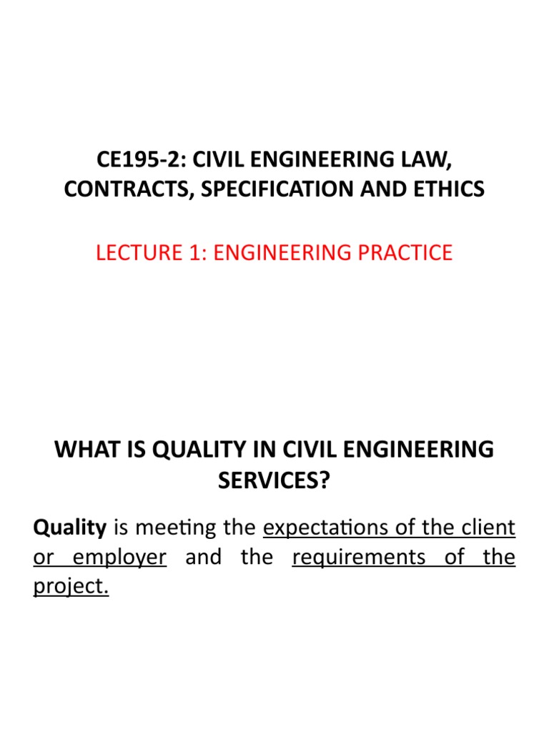Civil Engineering Law and Ethics Overview | PDF | Civil Engineering ...