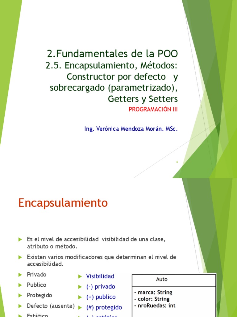 Encapsulamiento y Métodos en POO Java | PDF | Constructor (Programación ...