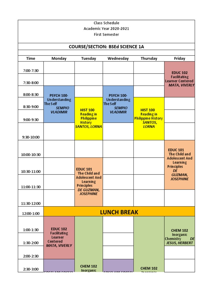 Schedule BSED Science 1st Sem | PDF | Behavior Modification | Learning