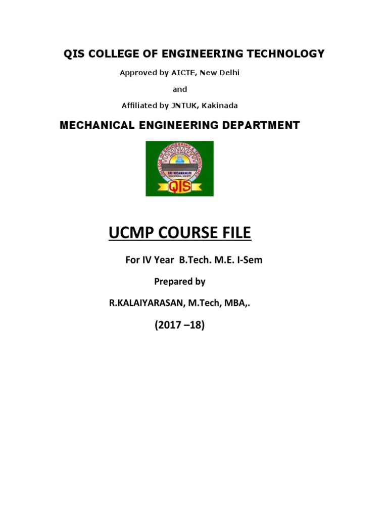 Ucmp Course File: Qis College of Engineering Technology | PDF