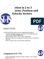 Session 12 Position and Velocity Vector