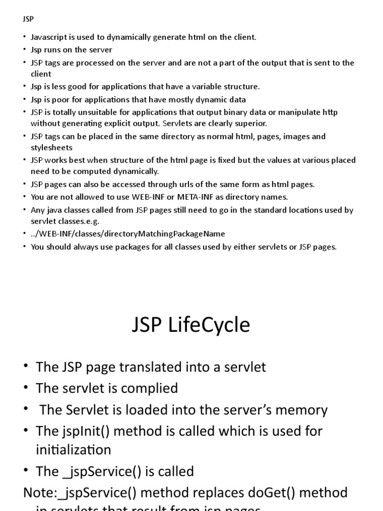 JSP and JSTL PDF Java Server Pages Java Servlet